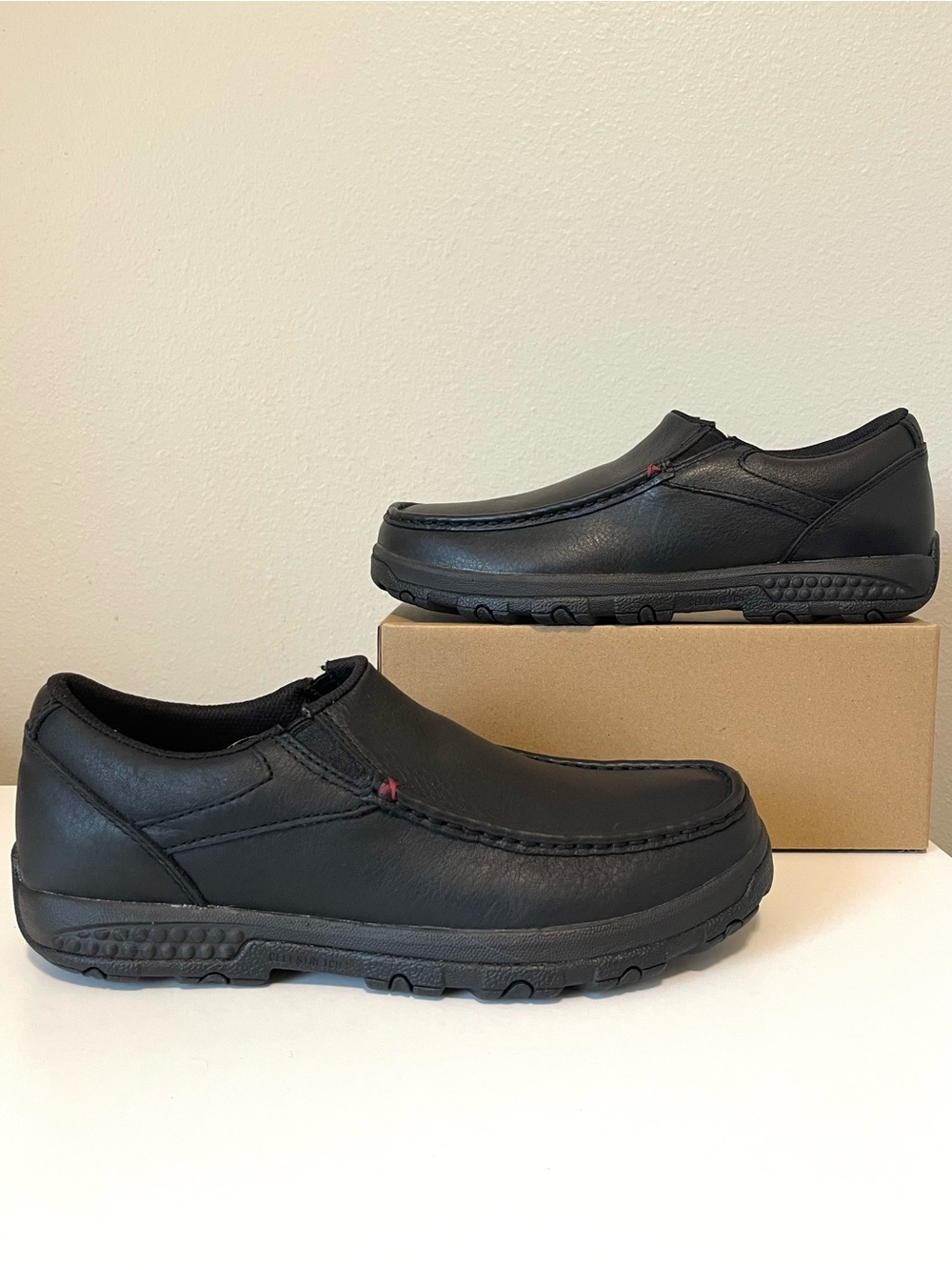 NWT Twisted X Slip On Driving Mocs - Antique Black Leather Upper - Size 8.5M